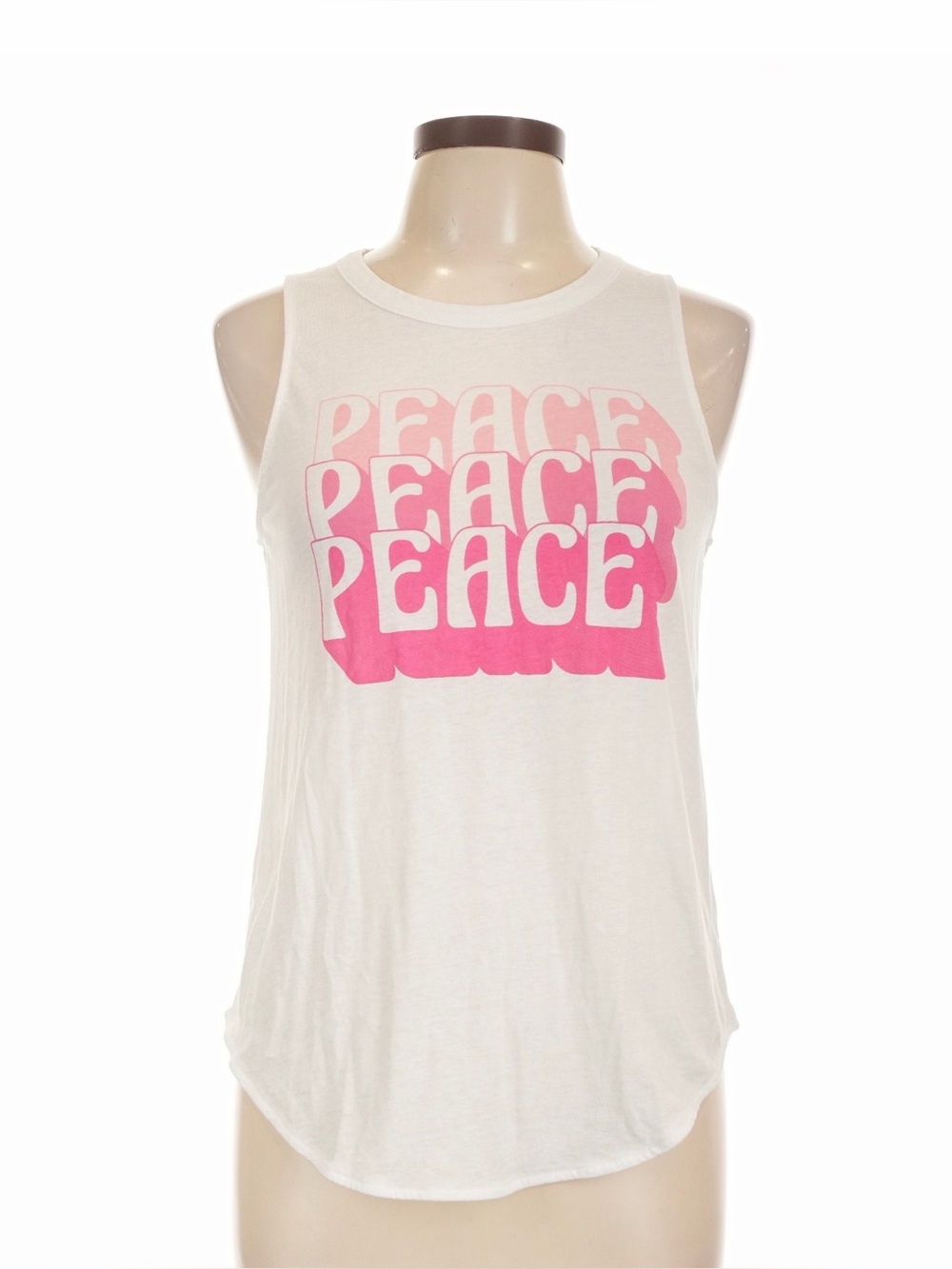 Chaser White and Pink Thin Tee T Shirt Top Tank Large